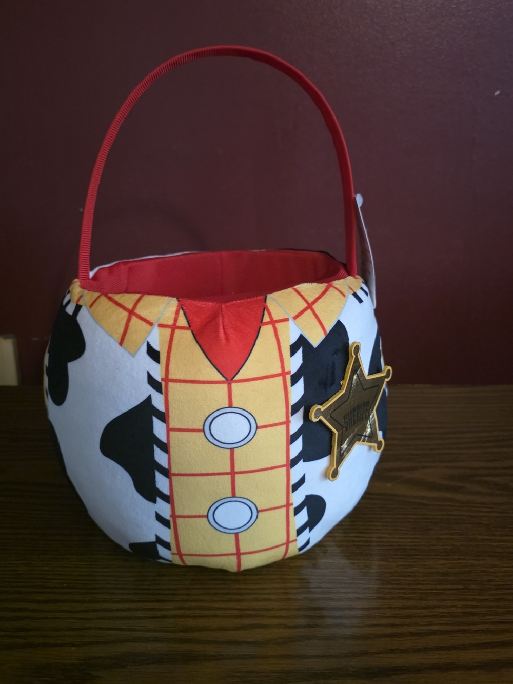 Pixar Toy Story Woody Plush Basket w/ Handle 8 in Round Multicolor Halloween